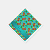 Serviette En Papier Nom personnalisé tiki turquoise ananas palmiers (Coin)