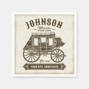 Serviette En Papier NOM PERSONNALISÉ Vieux Western Stagecoach Carriage