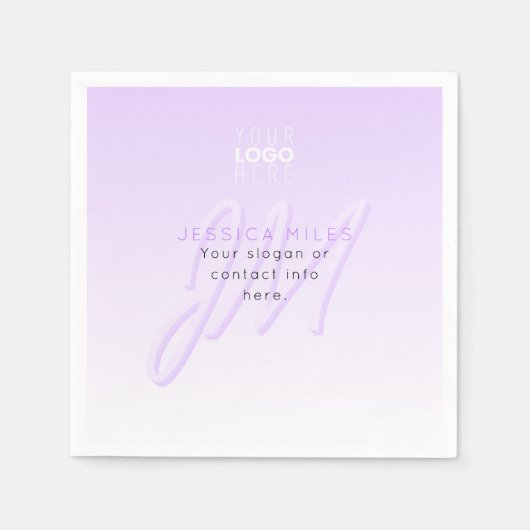 Serviette En Papier Nom professionnel et Modèle Slogan | Violet clair (Devant)