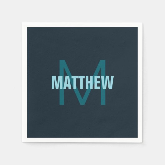 Serviette En Papier Nom simple en gras personnalisable en monogramme (Devant)