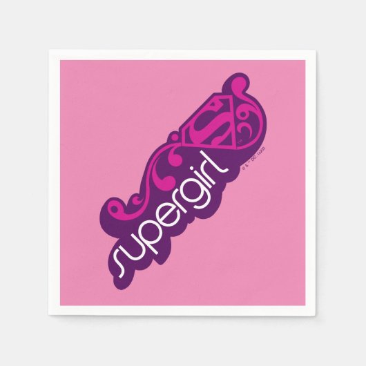 Serviette En Papier Nom Super Supergirl et Bouclier S (Devant)