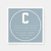 Serviette En Papier Nom unique et Modèle monographique | Dusty Blue (Devant)