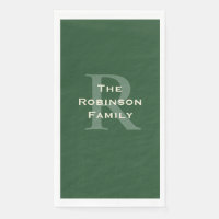 Nom vert et bronzage Monogramme Papier serviette d
