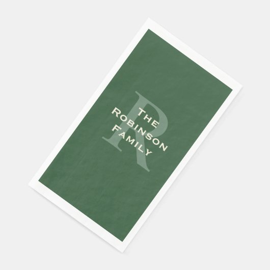 Serviette En Papier Nom vert et bronzage Monogramme Papier serviette d (Coin)