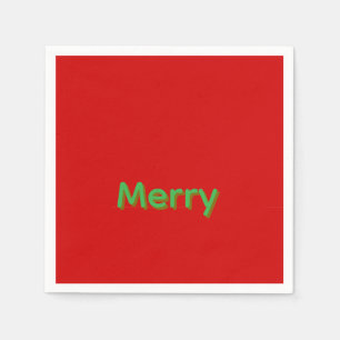Serviette En Papier Nom vert joyeux sur fond rouge