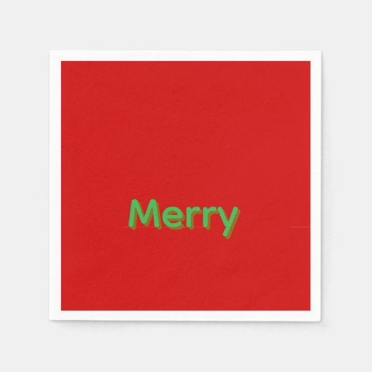 Serviette En Papier Nom vert joyeux sur fond rouge (Devant)
