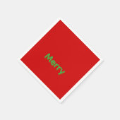 Serviette En Papier Nom vert joyeux sur fond rouge (Coin)