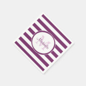Serviette En Papier Nom Violet Simple Bengale Bandes Avec Monogramme (Coin)