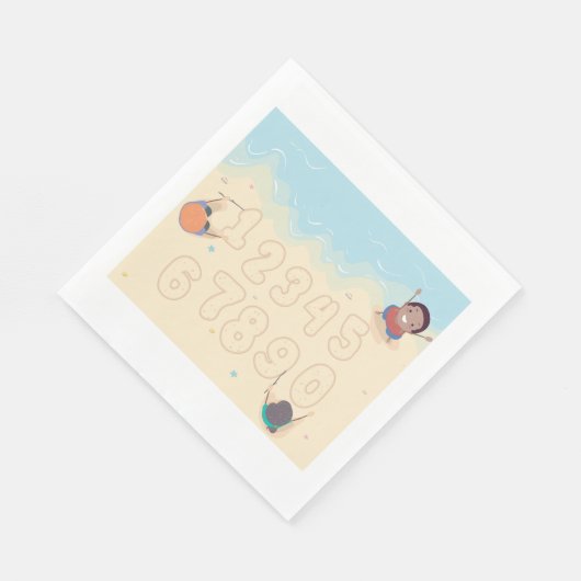 Serviette En Papier Nombre Dans Le Sable (Coin)