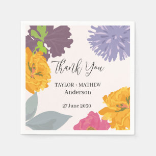 Serviette En Papier Noms Abstraits de couple de Mariages floraux