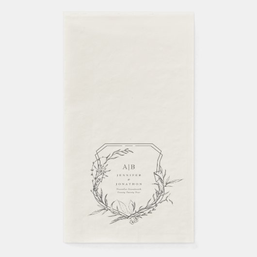 Serviette En Papier noms botaniques classiques monogramme mariage crêt (Devant)