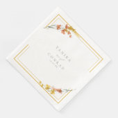 Serviette En Papier Noms d'aquarelle Mariage fleur sauvage Gold ID954 (Coin)