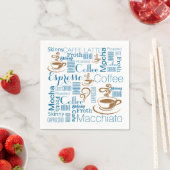 Serviette En Papier Noms de café bleu brun (En situation)