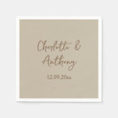 Serviette En Papier Noms de calligraphie créative mariage Date (Devant)