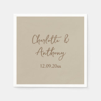 Serviette En Papier Noms de calligraphie créative mariage Date