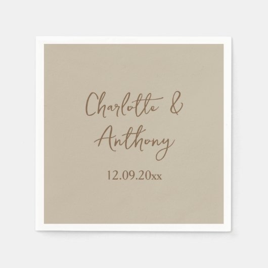 Serviette En Papier Noms de calligraphie créative mariage Date (Devant)