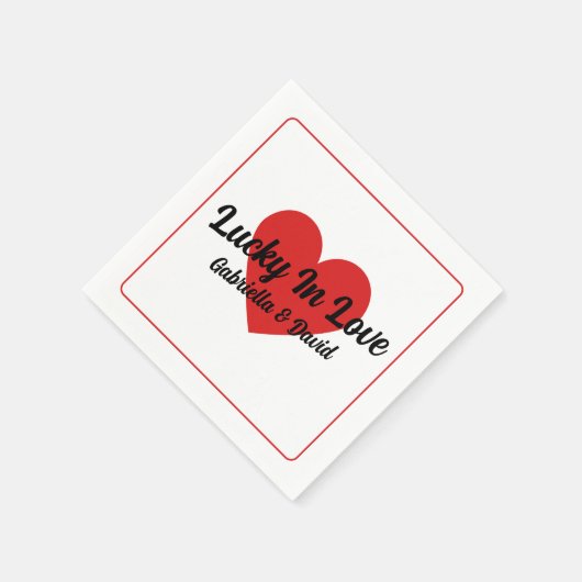 Serviette En Papier Noms de coeurs personnalisés Chanceux en amour pou (Coin)
