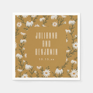 Serviette En Papier Noms de fleurs de mariage bohème de la marguerite