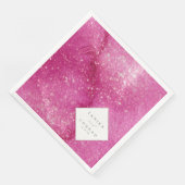 Serviette En Papier Noms de l'aquarelle du mariage Fuchsia ID954 (Coin)