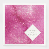 Serviette En Papier Noms de l'aquarelle du mariage Fuchsia ID954 (Devant)