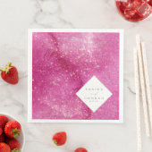 Serviette En Papier Noms de l'aquarelle du mariage Fuchsia ID954 (En situation)
