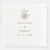 Serviette En Papier Noms de mariage d'automne simples avec glands et p (Devant)