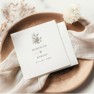 Serviette En Papier Noms de mariage d'automne simples avec glands et p