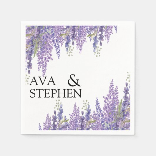 Serviette En Papier Noms de Mariage de l'arbre Wisteria Napkin (Devant)