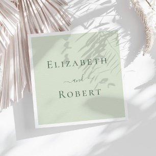 Serviette En Papier Noms de mariage minimalistes de couple de vert sau