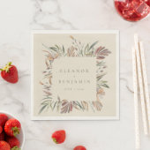 Serviette En Papier Noms de Mariages botaniques rustiques personnalisé (En situation)