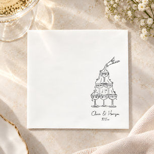 Serviette En Papier Noms de script de mariage de tour de champagne Doo