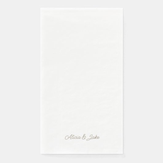 Serviette En Papier Noms de script Gold Mariage personnalisé (Devant)