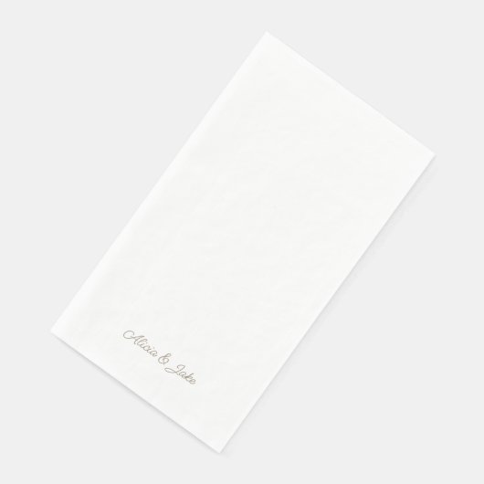 Serviette En Papier Noms de script Gold Mariage personnalisé (Coin)