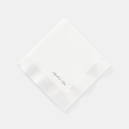 Serviette En Papier Noms De Script Moderne Simple Blanc Codés (Coin)