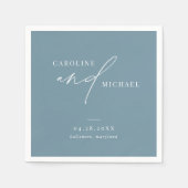 Serviette En Papier Noms de script moderne simple Mariage bleu (Devant)