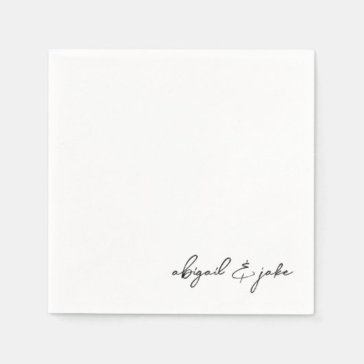 Serviette En Papier Noms de script moderne simple Mariage Napkins (Devant)
