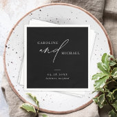 Serviette En Papier Noms de script moderne simple Mariage noir