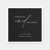 Serviette En Papier Noms de script moderne simple Mariage noir (Devant)