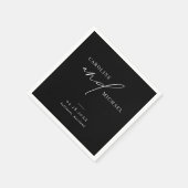 Serviette En Papier Noms de script moderne simple Mariage noir (Coin)