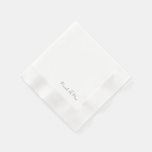Serviette En Papier Noms De Script Moderne Simplement Blanc Coincés (Coin)