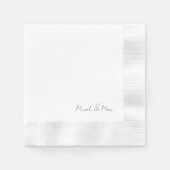 Serviette En Papier Noms De Script Moderne Simplement Blanc Coincés (Devant)