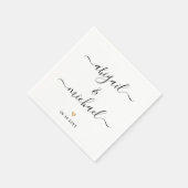 Serviette En Papier Noms de script modernes et Mariage de coeur simple (Coin)