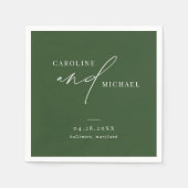 Serviette En Papier Noms de script modernes simples Mariage vert (Devant)