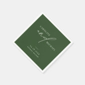 Serviette En Papier Noms de script modernes simples Mariage vert (Coin)