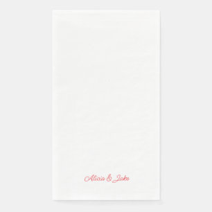 Serviette En Papier Noms de script rouge Mariage personnalisé