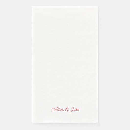 Serviette En Papier Noms de script rouge Mariage personnalisé (Devant)