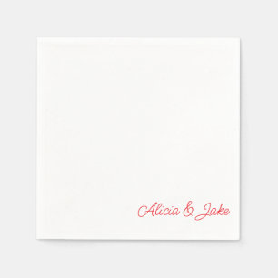 Serviette En Papier Noms de script rouge Mariage personnalisé