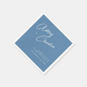 Serviette En Papier Noms de signature bleu et blanc Dusty Mariage Napk (Coin)