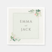 Serviette En Papier Noms de verdure rose douce mariage (Devant)