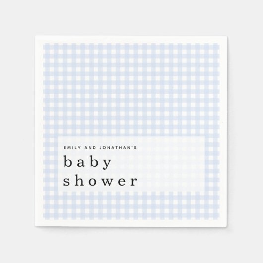 Serviette En Papier Noms des Baby showers de pique-nique En vichy bleu (Devant)
